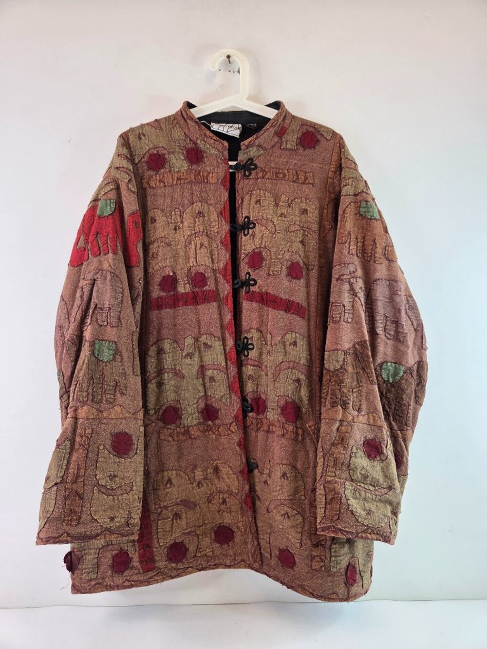 Silver Stream Frog Button Jacket Elephant Design Cotton One Size Boho Patchwork